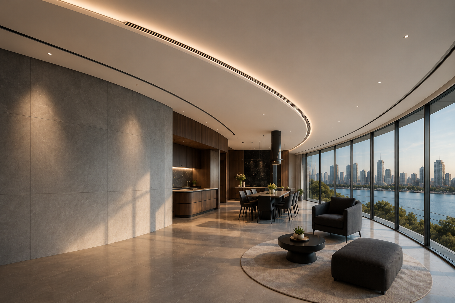 Minimalist gallery interior with concealed Ventech air distribution